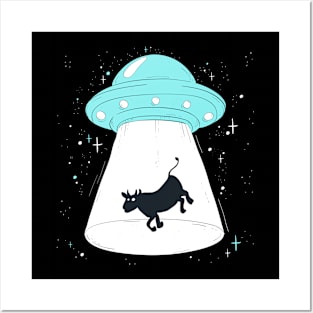 Cow Abduction - UFO Believer Alien Spaceship Space Animals Posters and Art